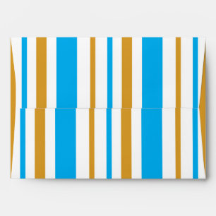 Enveloppe d'invitation de fête rayée bleu et or