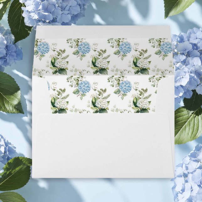 Enveloppe d'invitation de mariage à Hortensia Bleu (Créateur téléchargé)
