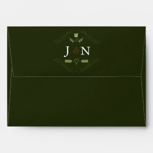 Enveloppe d'invitation de mariage rustique vert fo