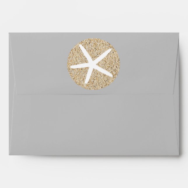Enveloppe d'invitation de plage de sable de Starfi (Dos (Haut rabat))