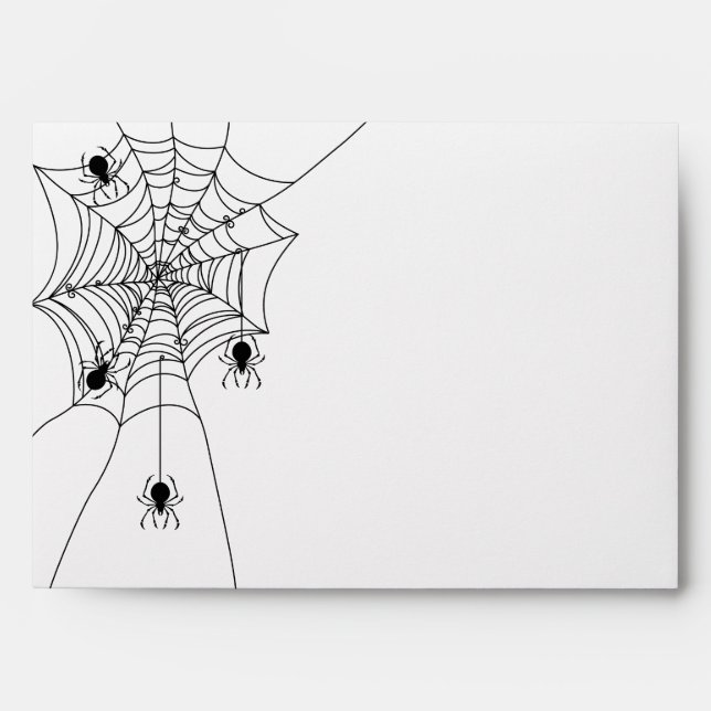 Enveloppe d'invitation d'Halloween avec araignées, (Devant)