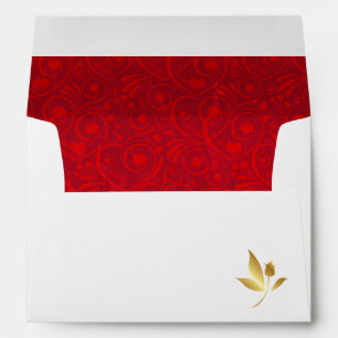 Enveloppe d'invitation élégante rouge et or pour l
