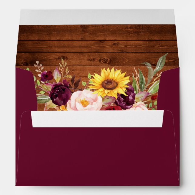 Enveloppe d'invitation en bois floral mélangé rust (Dos (Bas))