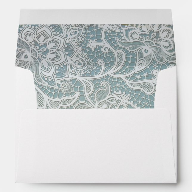 Enveloppe d'invitation en dentelle Vintage bleue (Dos (Bas))