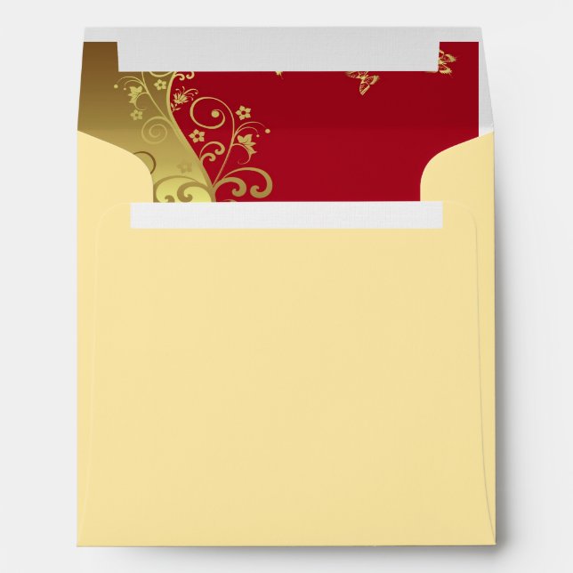 Enveloppe d'invitation - Flèches rouges et dorées (Dos (Bas))