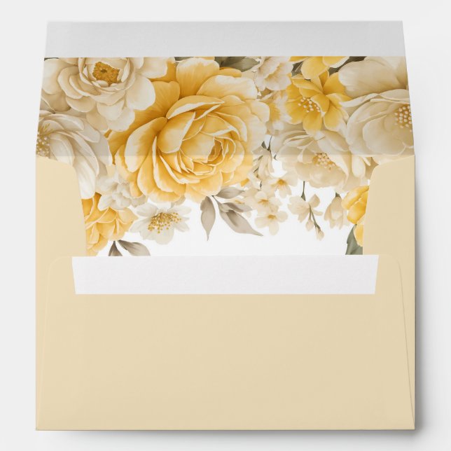 Enveloppe d'invitation florale jaune (Dos (Bas))