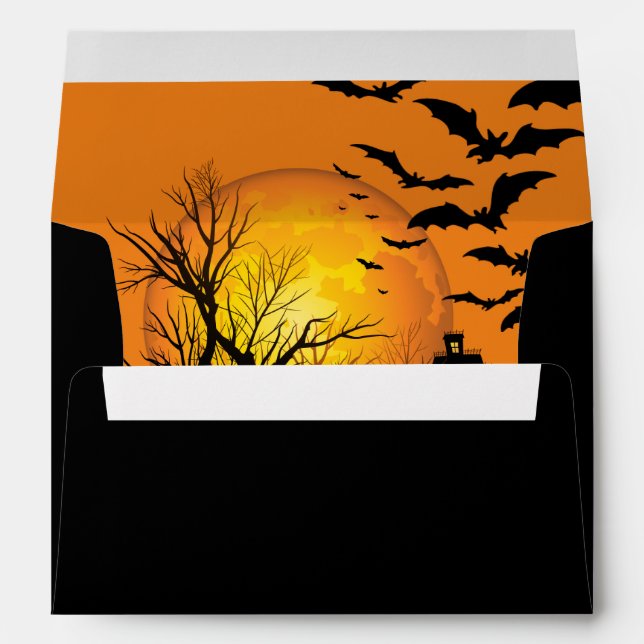 Enveloppe d'invitation Halloween Party à l'intérie (Dos (Bas))