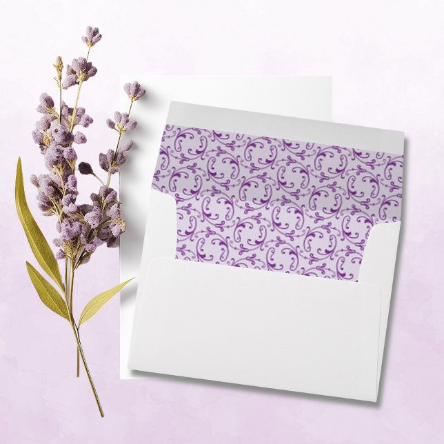Enveloppe d'invitation Lavender Florentine Motif A (Créateur téléchargé)