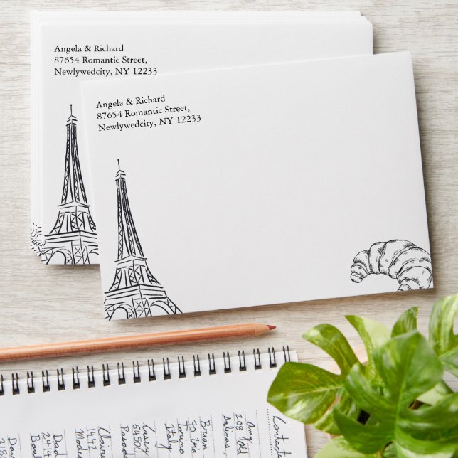 Enveloppe d'invitation, Mariage, Paris, Français (Stacked)