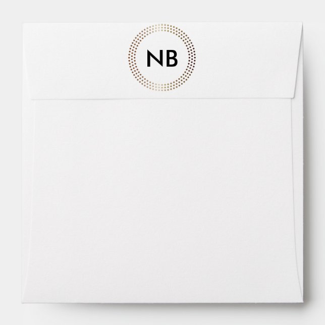 Enveloppe d'invitation moderne à cercles dorés poi (Dos (Haut rabat))