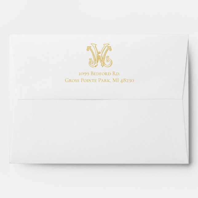 Enveloppe d'invitation Monogramme KW ou Monogramme (Dos (Haut rabat))
