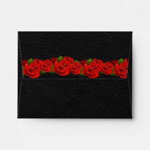 Enveloppe d'invitation motard en cuir noir et rose