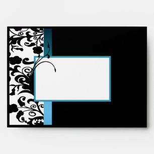 Enveloppe d'invitation noire, blanche et bleue