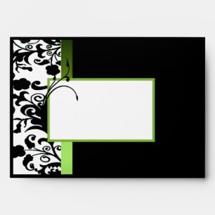 Enveloppe d'invitation noire, blanche et verte
