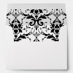 Enveloppe d'invitation noire Damask blanc
