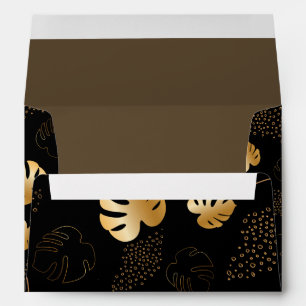 Enveloppe d'invitation noire feuille d'or