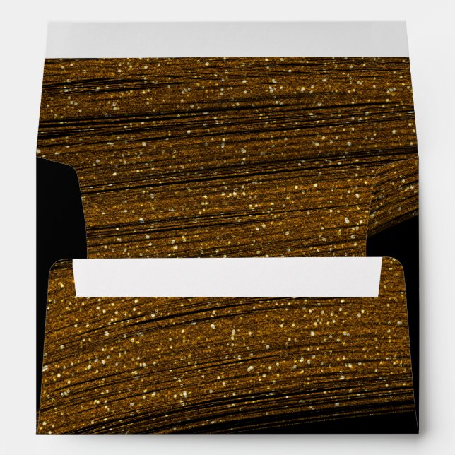Enveloppe d'invitation noire Sparkle Gold Parties  (Dos (Bas))