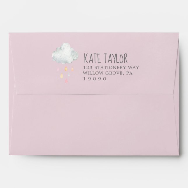 Enveloppe d'invitation pour Baby shower de pluies  (Dos (Haut rabat))