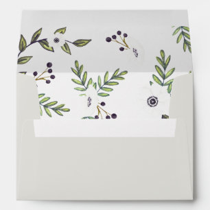 Enveloppe d'invitation pour les anémones peints