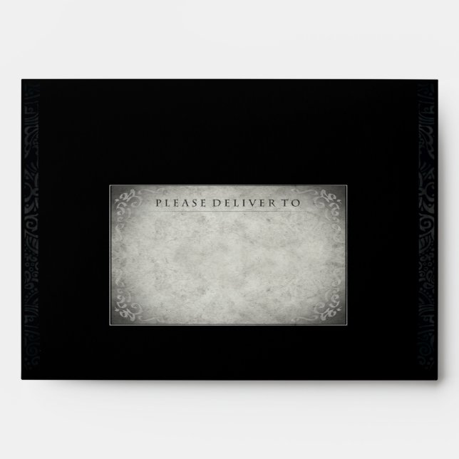 Enveloppe d'invitation pour mariage noir gris roug (Devant)
