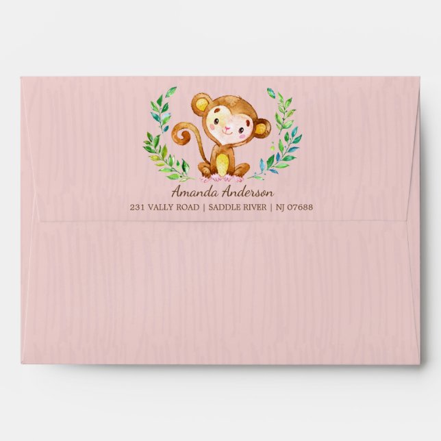 Enveloppe d'invitation pour singe de la Jungle (Dos (Haut rabat))