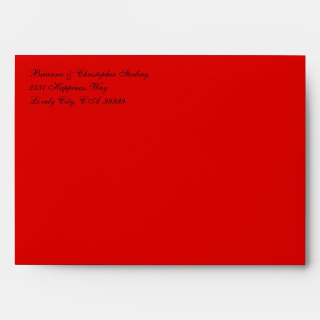 Enveloppe d'invitation rouge et noir 5 x 7 (Devant)