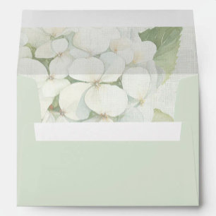 Enveloppe d'invitation Vert Sauge Hydrangea Blanch