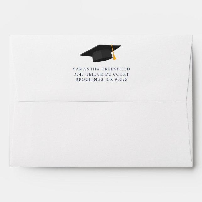 Enveloppe Diplômé Moderne 2026 avec Adresse de l'Expéditeur (Dos (Haut rabat))