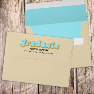 Enveloppe Diplômé Rétro Bleu Typographie Simple