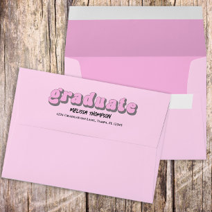 Enveloppe Diplômé Rétro Pink Typographie Simple