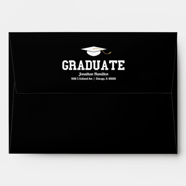 Enveloppe Diplômée de la typographie Graduation Confetti Noi (Dos (Haut rabat))
