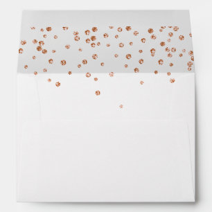 Enveloppe Disques de parties scintillant en or rose adresse 