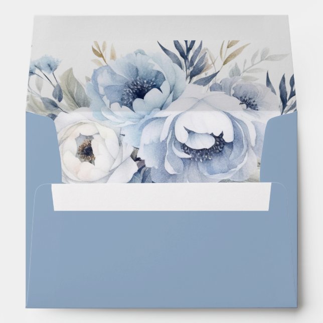 Enveloppe Divine Bleu magnifique Mariage Floral (Dos (Bas))
