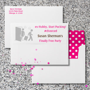 Enveloppe Divorce Party Enfin Gratuit Rose Funny