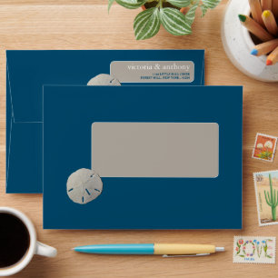 Enveloppe Dollar des sables, mariage sur la plage Ocean Blue
