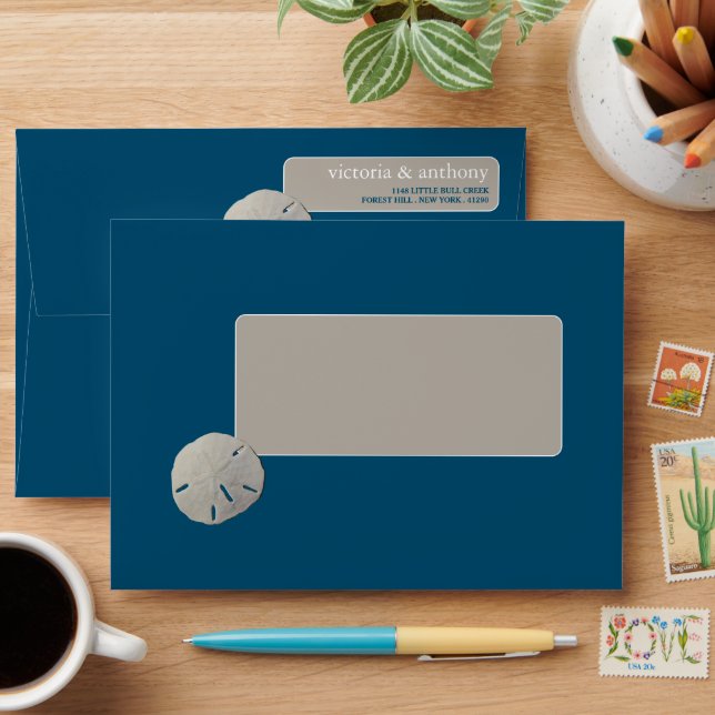 Enveloppe Dollar des sables, mariage sur la plage Ocean Blue (Desk)