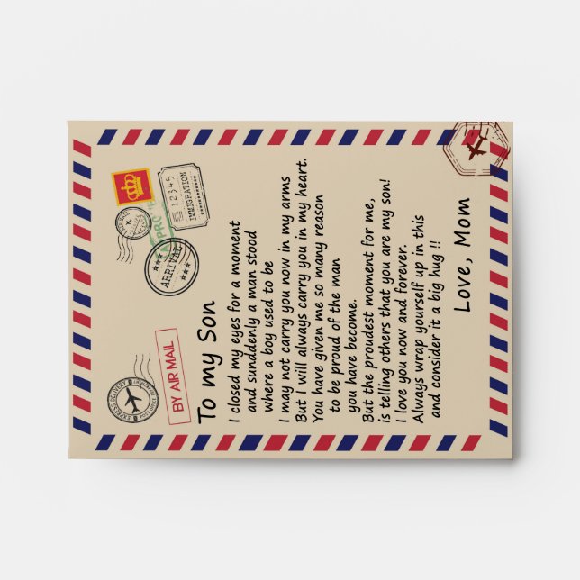 Enveloppe Don Son | Lettre À Mon Fils Amour De Maman (Devant)