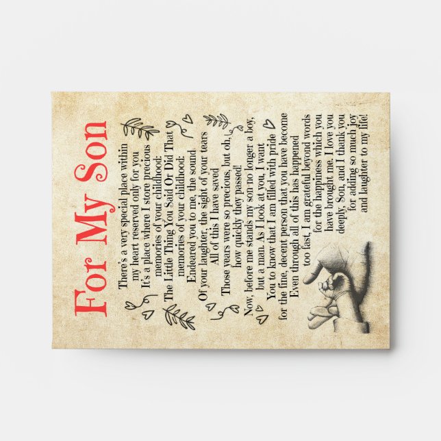 Enveloppe Don Son | Pour Mon Fils Merci D'Avoir Ajouté Tant  (Devant)