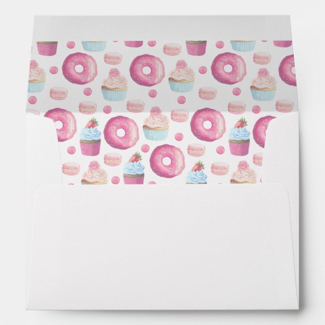 Enveloppe Donuts, cupcakes et macarons (Dos (Bas))