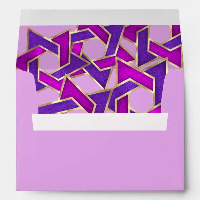 Enveloppe d'or violet Rose Star David (Dos (Bas))
