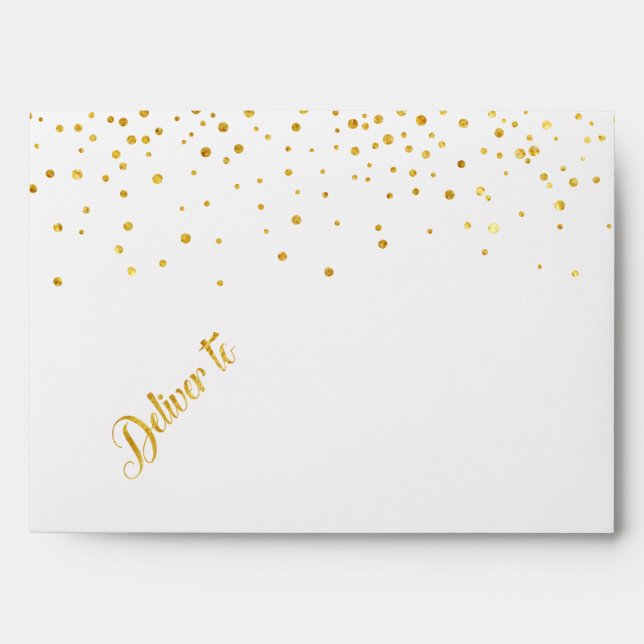 Enveloppe Dots Faux Gold Parties scintillant Confetti Mariag (Devant)