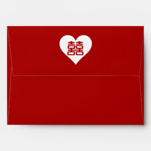 Enveloppe Double Bonheur - Coeur rouge gras