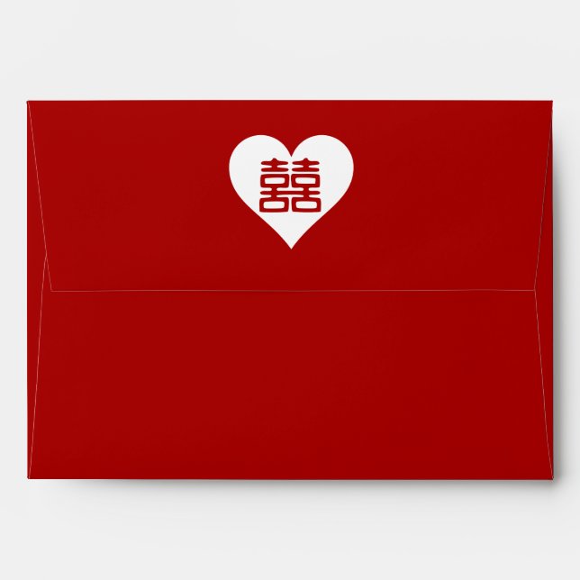 Enveloppe Double Bonheur - Coeur rouge gras (Dos (Haut rabat))