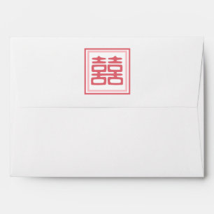 Enveloppe Double Bonheur rose - Carré