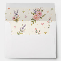 Enveloppe doublée d'aquarelle florale