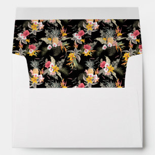 Enveloppe doublée de fleurs et d'ananas à l'aquare