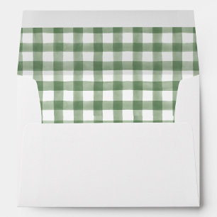 Enveloppe doublée de Gingham vert