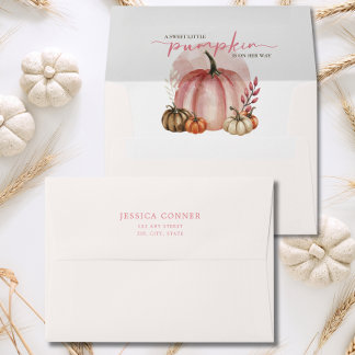 Enveloppe Douce Petite Citrouille Sur Son Chemin Baby shower