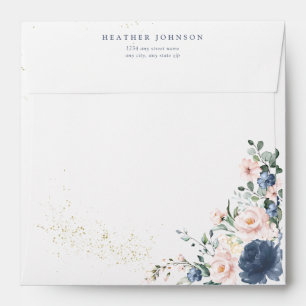 Enveloppe Douche Carré couleur bleu clair rose or rose