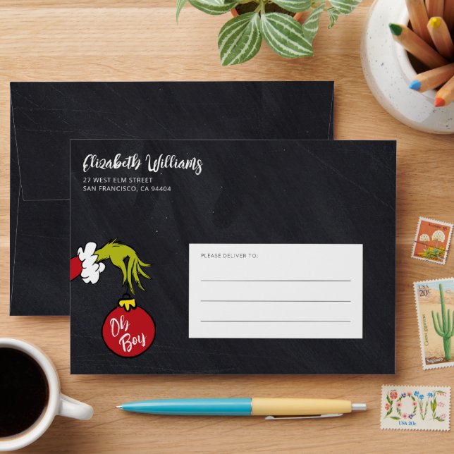 Enveloppe Dr Seuss | Oh Boy Grinch Baby shower (Desk)